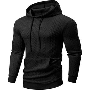 JMIERR Mens Hoodie Pullover Long Sleeve Casual Fashion Texture Sweatshirts Drawstring Hooded Shirt with Pocket