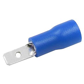 Baomain 0.11" Blue Male Insulated Spade Wire Connector Electrical Crimp Terminal 16-14 AWG 2.8 x 0.5mm (100PCS)