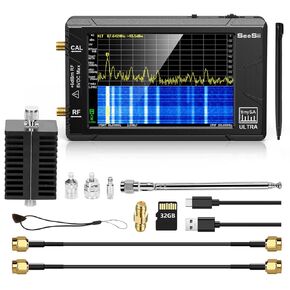 محلل تردد صغير محمول من SeeSii 2023، TinySA Ultra Spectrum، 4.0 بوصة 100 كيلو هرتز إلى 5.3 جيجا هرتز مع بطاقة 32 جيجا بايت، مولد إشارة 2 في 1 100 كيلو هرتز إلى 800 ميجا هرتز MF/HF/VHF UHF، V0.4.5.1