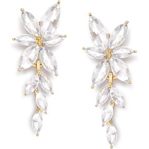 SWEETV Marquise Rhinestone Wedding Earrings for Brides Bridesmaids, Elegant Bridal Earrings,Crystal Formal Dangle Drop Earrings for Women Prom Jewelry Gifts