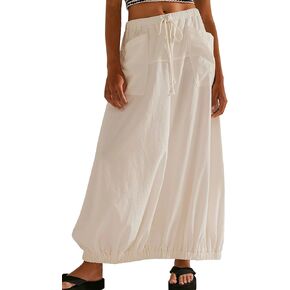 CHARTOU Women Baggy Parachute Skirt Comfy Casual Cotton Y2k Cargo Maxi Long Skirt in Kuwait