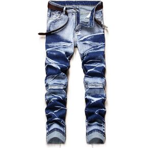 Men’s Jeans Slim Fit Skinny Jeans for Men, Stacked Straight Leg Fashion Ripped Jeans Pants for Men