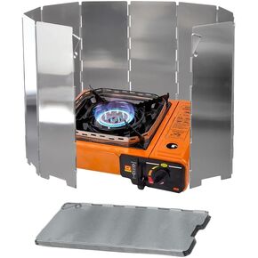 Folding Outdoor Stove Windscreen, 10 Plates Aluminum Camping Windshield, Portable Compact Windproof Cooker Wind Screen, Lightweight Burner Shield for Backpacking, Hiking, Picnic
