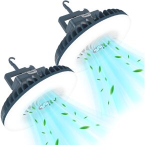 Portable Camping Fan with LED Lantern Womeyork USB Rechargeable Waterproof Tent Fan with Hanging Hook Magnet Survival Kits for Indoor Outdoor Hiking Car Office Desk Outdoor Emergency Power Outage-2 PC