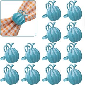 Pumpkin Napkin Ring Holders Thanksgiving Halloween Napkin Rings Fall Napkin Ring Holders Pumpkin Dinner Tables Rings for Thanksgiving, Dinner Parties, Weddings, Family Gatherings (Blue,12 Pieces) in Saudi Arabia