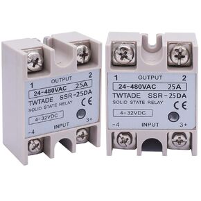 TWTADE 2PCS SSR-25 DA 25A 3-32V DC / 24-480V AC SSR Single Phase Solid State Relay