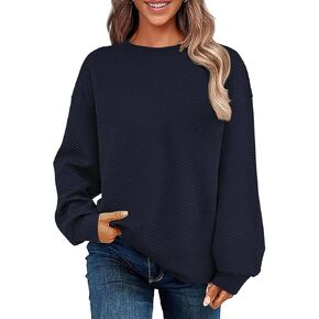 SHEWIN Womens Oversized Sweatshirt Fall Fashion 2024 Long Sleeve Tops Casual Crewneck Sweatshirts with Pockets
