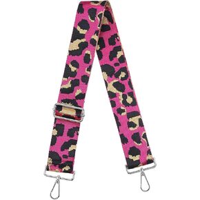 uxcell Purse Strap Replacement, 31-51inch Adjustable Polyester Leopard 2inch Wide Crossbody Shoulder Strap for Handbag Guitar(Green, Silver Buckle)