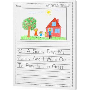200 Sheets Story Writing Paper for Kids 8.5 x 11" Elementary Primary Notebook with Picture Space and Lines Draw and Write Story Primary K 2 Handwriting Paper for Creating Story Writing