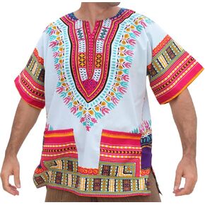 قميص RaanPahMuang ذو قصة كبيرة للغاية وأبيض أفريقي من Dashiki مصنوع من القطن مقاس كبير