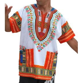 RaanPahMuang Bright Super Big Cut Africa White Dashiki Cotton Plus Size Shirt