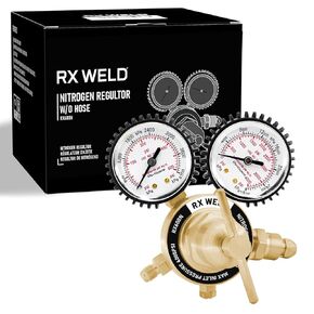 RX WELD Nitrogen Regulator with 0-600 PSI, CGA580 Inlet, 1/4-Inch Male Flare Outlet Connection, Nitrogen Tank Regulator with 5Ft Refrigeration Hose