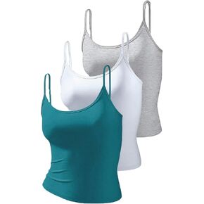 Women 3 Packs Cami Camisole Adjustable Spaghetti Strap Tank Top Basic Layering Tanks