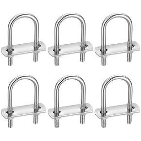 6 Pack Square U-Bolts, Stainless Steel U-Bolts with Frame Plates and Nuts, 2"/50mm Inner Width 3.15"/80mm Length, Square U Shaped Bolts for Automobiles Trailer, Ski Boat, Sailboat, Trailer
