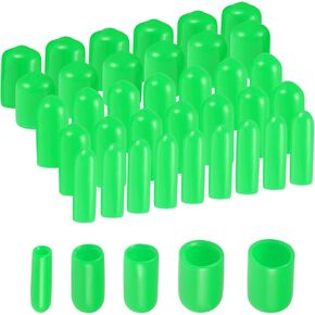 uxcell 100pcs Round Rubber End Caps 1/8" 3/16" 1/4" 5/16" 3/8" Black Vinyl Cover Screw Thread Protectors Assortment Kit