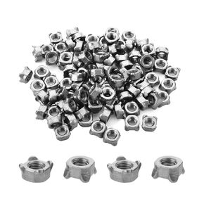 MroMax Weld Nuts M6 Square UNC Coarse Carbon Steel Machine Screw Silver Pack of 100