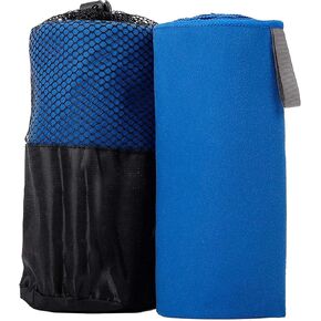 BIRDROCK HOME Multi-Purpose Microfiber Towel for The Beach, Travel, Pets or Camping - Large 31 x 63" - Blue - Quick-Dry - Absorbent Lightweight Compact - Mesh Bag - Kids Hiking Outdoor