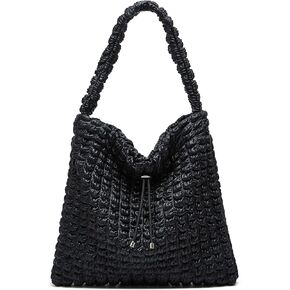 Purses for Women Vegan Leather Bag Bubble Purse Shoulder Bag Slouchy Crossbody Hobo Satchel Messenger Bag 2024