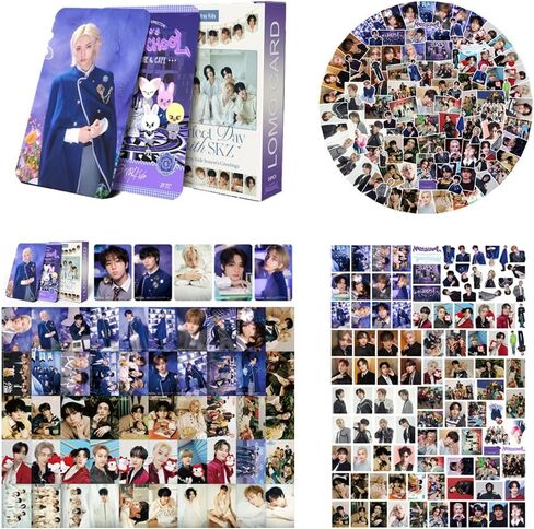 55Pcs StrayKids Photocards set and 103PCS Waterproff Sticker for Lose My Breath Lomo Card Kpop Photocards Gift for Fans Collection Decorations for Water Bottles Scrapbook Laptop (black) in Saudi Arabia