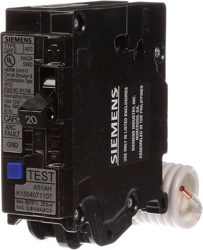 SIEMENS QA115AFC 15-Amp Single Pole 120-volt Plug-On Combination AFCI Breaker, Black in Kuwait