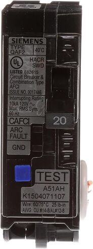 SIEMENS QA115AFC 15-Amp Single Pole 120-volt Plug-On Combination AFCI Breaker, Black in Kuwait