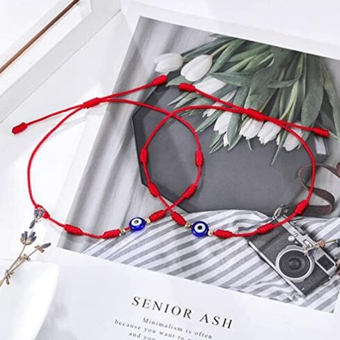 Evil Eye Bracelets 7 Knot Lucky Bracelet Adjustable String Amulet for Women Men Teen Boys Girls 2 Pack in Saudi Arabia