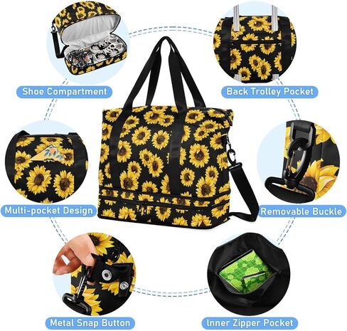 Weekender Bag for Women, Gym Bag Sports Duffle Bag Travel Tote Bag with Toiletry Bag Shoes Compartment in Saudi Arabia