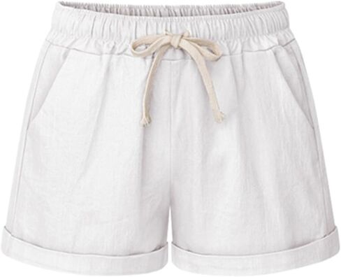 XinYangNi Women's Casual Shorts Cotton Shorts Drawstring Elastic Waist Comfy Bermuda Shorts in Kuwait