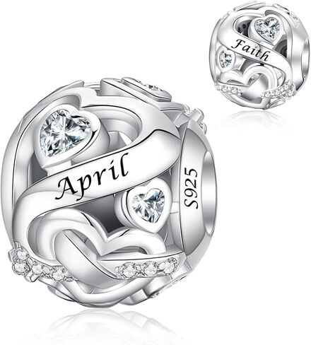 Birthstone Charm 925 Sterling Silver Charms fits Bracelets and Necklace Pendant Bead Happy Birthday Charms Jewelry Present for Women Family Friends in Saudi Arabia