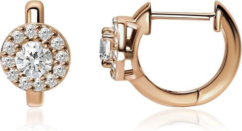 B. BRILLIANT Sterling Silver 1/4 or 1/2 Carat Lab Grown Diamond Round Halo Huggie Hoop Earrings in Saudi Arabia