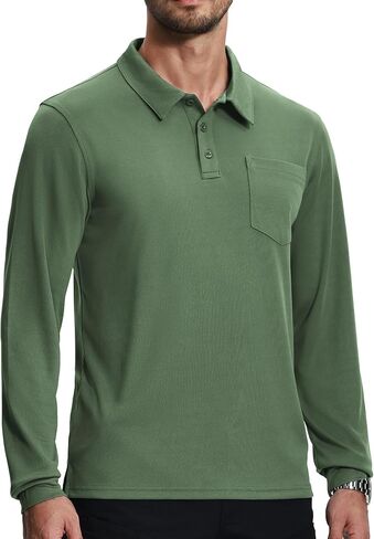 ZITY 3 Pack Long Sleeve Polo Shirts for Men with Pocket Moisture Wicking Outdoor Workwear Office Casual Collared Shirts Fall in Saudi Arabia