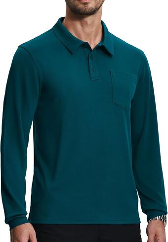 ZITY 3 Pack Long Sleeve Polo Shirts for Men with Pocket Moisture Wicking Outdoor Workwear Office Casual Collared Shirts Fall in Saudi Arabia