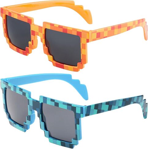 kilofly 2pc 8-Bit Pixel UV Protect Gamer Sunglasses Adult Kids Party Favors in Saudi Arabia