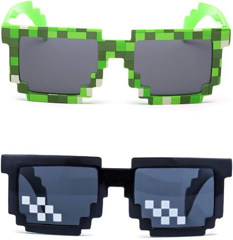 kilofly 2pc 8-Bit Pixel UV Protect Gamer Sunglasses Adult Kids Party Favors in Saudi Arabia
