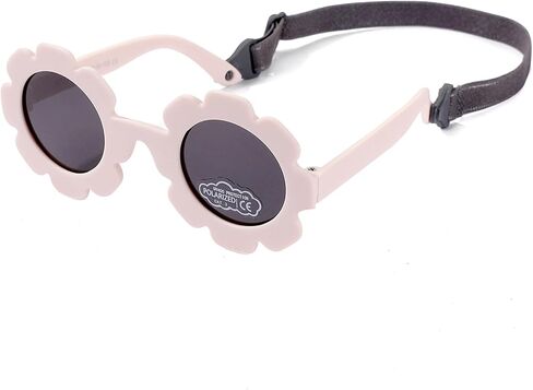 Baby Polarizrd Sunglasses with Strap Flexible Bendable Sun Flower Glasses for Newborn Infant Age 0-24 Months in Kuwait