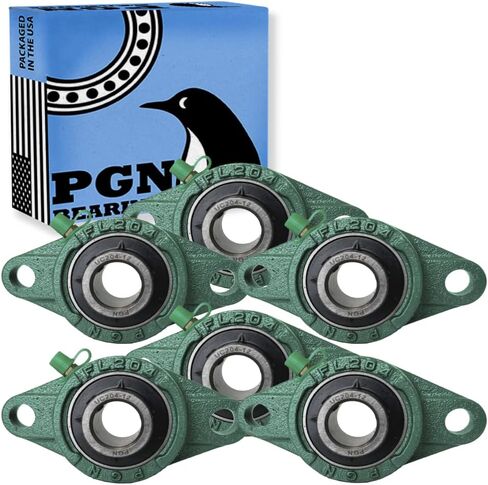 PGN UCFL206-20 Pillow Block Bearing - Pack of 4 Flange Mounted Pillow Block Bearings - Chrome Steel Bearings with 1 1/4" Bore - Self Alignment in Kuwait