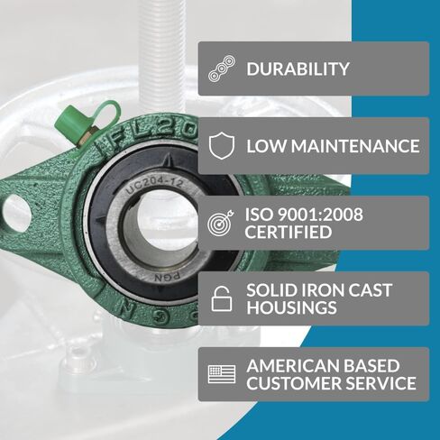 PGN UCFL206-20 Pillow Block Bearing - Pack of 4 Flange Mounted Pillow Block Bearings - Chrome Steel Bearings with 1 1/4" Bore - Self Alignment in Kuwait