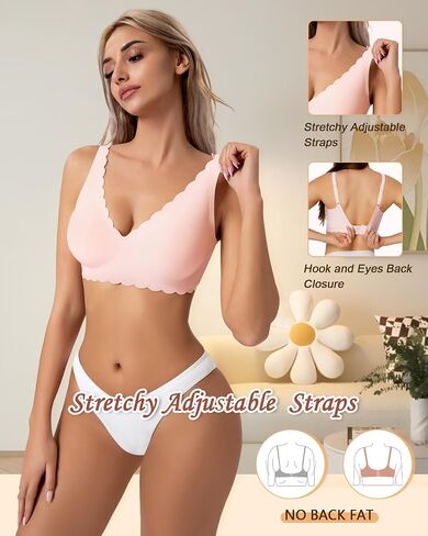 Wireless Bras for Women Push Up Full Coverage Seamless No Underwire Support Lift Bra Comfort Smoothing Wavy Bralette in Saudi Arabia