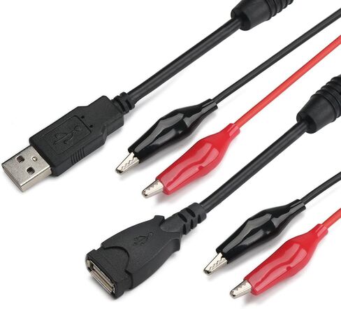 DROK مقاطع التمساح النحاسية مع أسلاك USB ذكر إلى موصل أنثى، 13.35 بوصة يؤدي اختبار مع مقاطع التمساح، المشابك الربيعية لاختبار الدائرة 2 × 18 AWG 3-5A in Kuwait