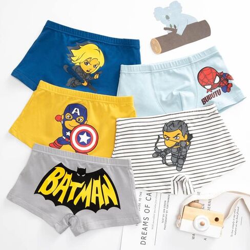 Toddler Boxer Briefs Cotton 5-Pack Dinosaur Cartoon Boys Underwear Kids Underpants Size 3-12Years in Saudi Arabia