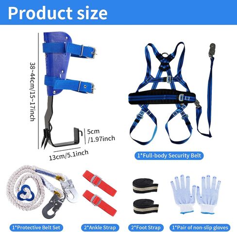 Tree Climbing Gear, Tree Climbing Gear for Tree Work, Tree Climbing Spikes with Adjustable Climbing Belt, Climbing Equipment for Picking Fruit, Climbing Trees and Outdoor Sports-Blue in Saudi Arabia