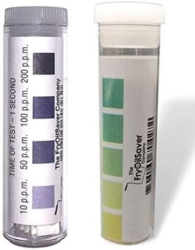 Restaurant Sanitizer Test Kit Combo, 2x Vials of 100 Strips Each, QR5 Quat Sanitizer Test Strips 0-200ppm & Chlorine Test Strips 0-400ppm for Food Service, Bar & Restaurants Supplies by FryOilSaver Co in Saudi Arabia