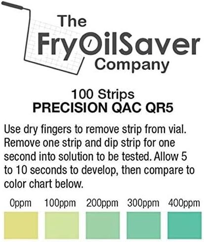 Restaurant Sanitizer Test Kit Combo, 2x Vials of 100 Strips Each, QR5 Quat Sanitizer Test Strips 0-200ppm & Chlorine Test Strips 0-400ppm for Food Service, Bar & Restaurants Supplies by FryOilSaver Co in Saudi Arabia