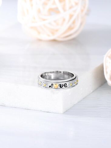 Anxiety Spinner Rings 925 Sterling Silver Moonstone Celtic Love Flower Daisy Fidget Rings Stress Relieving Jewelry for Women in Saudi Arabia