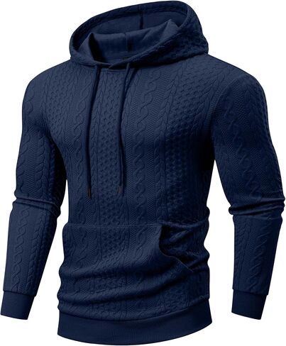 JMIERR Mens Hoodie Pullover Long Sleeve Casual Fashion Texture Sweatshirts Drawstring Hooded Shirt with Pocket in Saudi Arabia