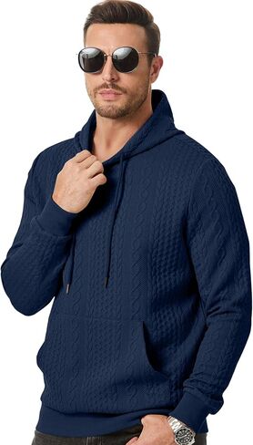 JMIERR Mens Hoodie Pullover Long Sleeve Casual Fashion Texture Sweatshirts Drawstring Hooded Shirt with Pocket in Saudi Arabia