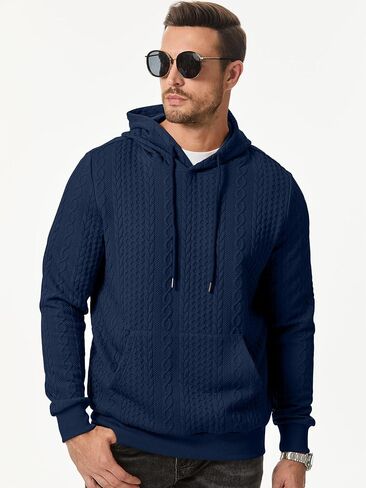 JMIERR Mens Hoodie Pullover Long Sleeve Casual Fashion Texture Sweatshirts Drawstring Hooded Shirt with Pocket in Saudi Arabia