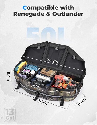 KEMIMOTO ATV Cargo Bag, ATV Bed Box 50L Front Bag Rear Rack Toolbox Trunk Cooler Bag Compatible with Can-am X3 Outlander Renegade 500 800 570 850 650 1000 MAX 500, Replace OEM #715002923 (Black) in Saudi Arabia