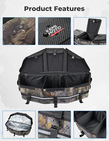 KEMIMOTO ATV Cargo Bag, ATV Bed Box 50L Front Bag Rear Rack Toolbox Trunk Cooler Bag Compatible with Can-am X3 Outlander Renegade 500 800 570 850 650 1000 MAX 500, Replace OEM #715002923 (Black) in Saudi Arabia