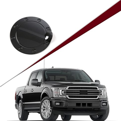 Linskip Fuel Tank Cap Cover Compatible with Ford F150 2015 2016 2017 2018 2019 2020, Sporty Style Gas Door Cover, Exterior Accessories(Black B) in Saudi Arabia